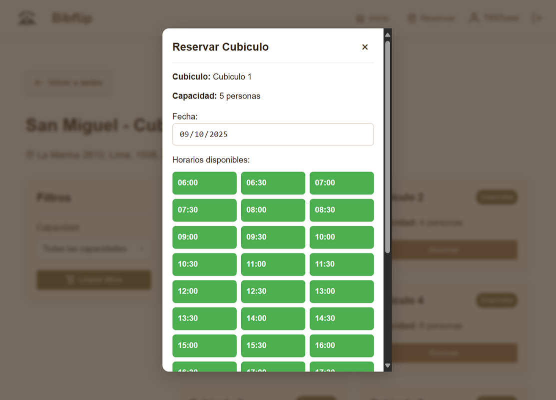 Horarios disponibles - Estudiante