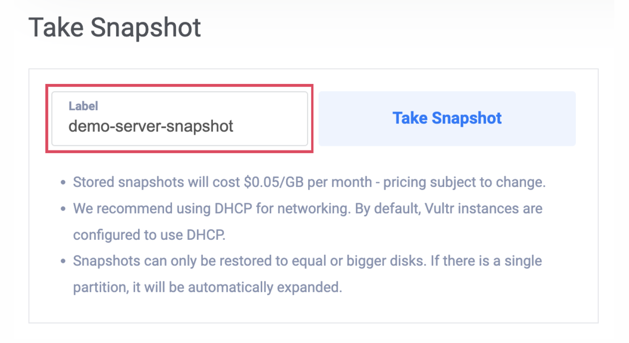 Providing a Snapshot Label