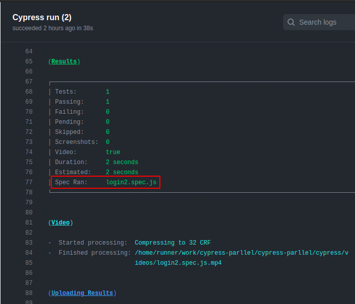 github actions: cypress job 2