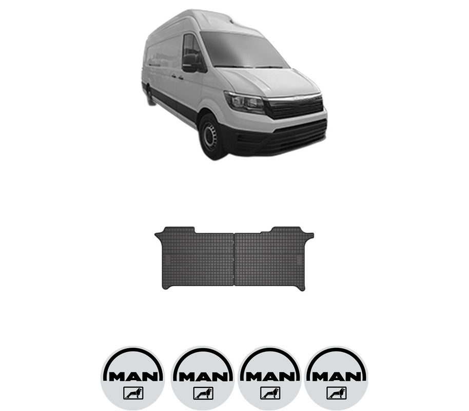 Set covorase presuri MAN TGE Van din 2017-2024, auto, din cauciuc thermoplastic, 4 Stickere auto cu MAN