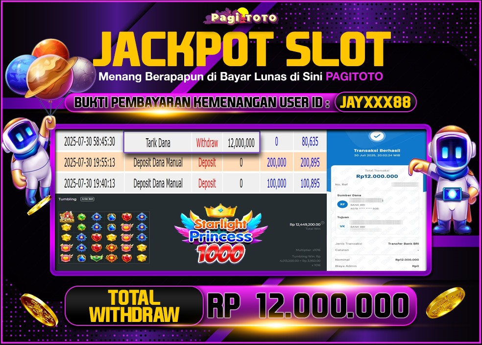 HAPPY JACKPOT MEMBER PAGITOTO SLOT STARLIGHT PRINCESS 1000 Rp 11.806.000-, - LUNAS