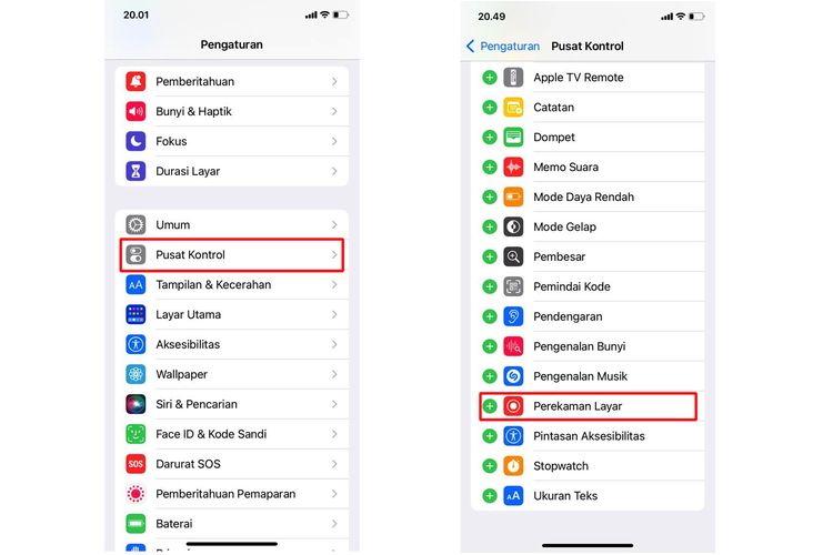 Ilustrasi cara mengaktifkan screen record iPhone.