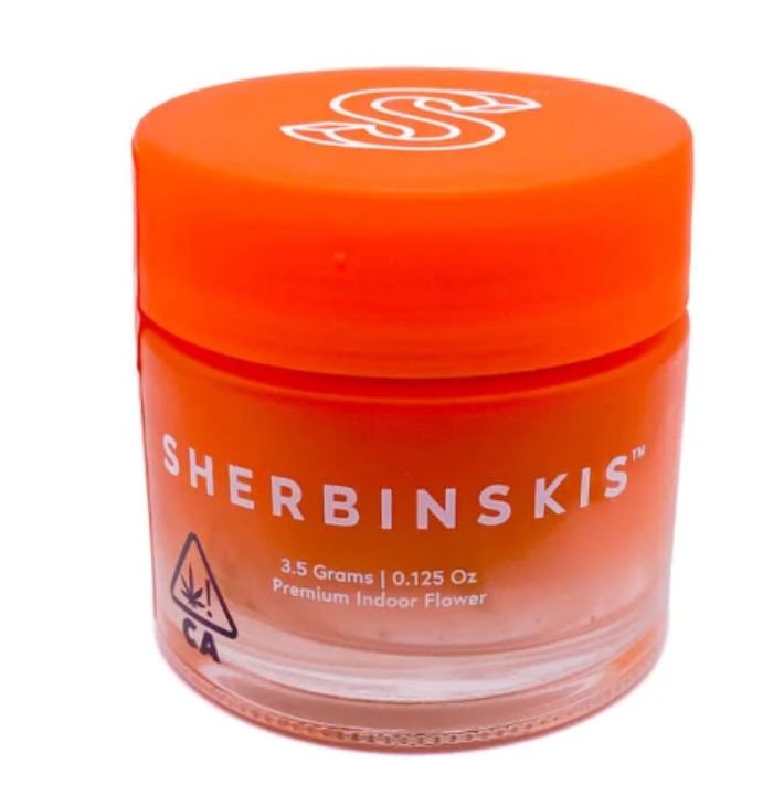 Sherbinskis Premium Indoor Flower – high‑potency, craft‑grown indoor cannabis with terpene‑rich strains like Scotti, Gelato, Sunset Sherbert, Gush, Pink Cherry Gelato, Mochi, and Açaí Berry Gelato.