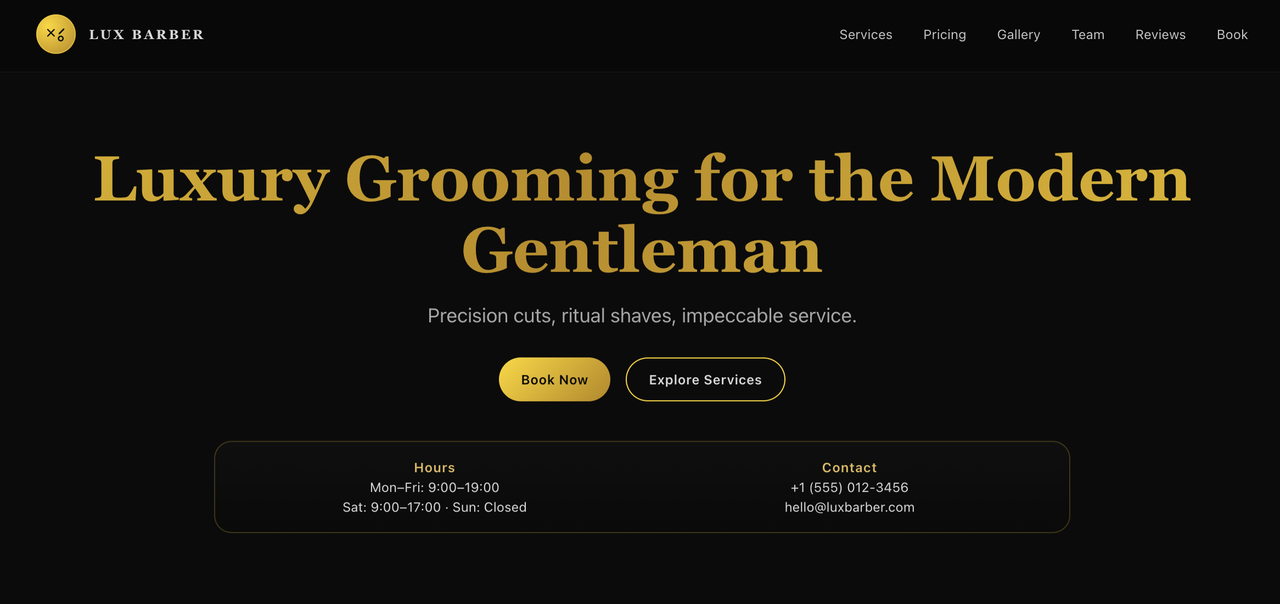 Lux Barbers desktop – primary