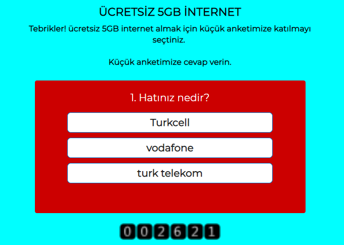 ücretsiz 5 gb internet