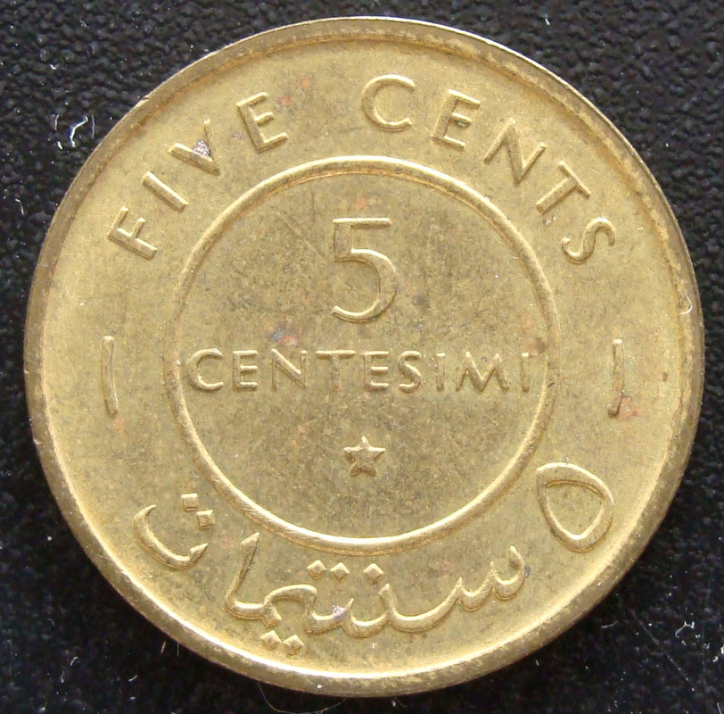 5 Centésimos Chelín. Somalia (1967) SOM-5-Cent-simos-Chel-n-1967-rev