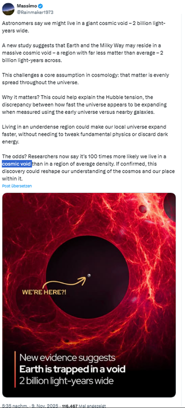 Gigantische Leere in einer Blase