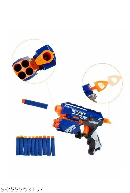 Blaze Storm Hot Fire Soft Bullet Gun Toy with 10 Safe Soft Foam Bullets, Fun Target Shooting Battle Fight Game for Kids Boys (Blaze Storm- Hot Fire) Color 1 (T120)