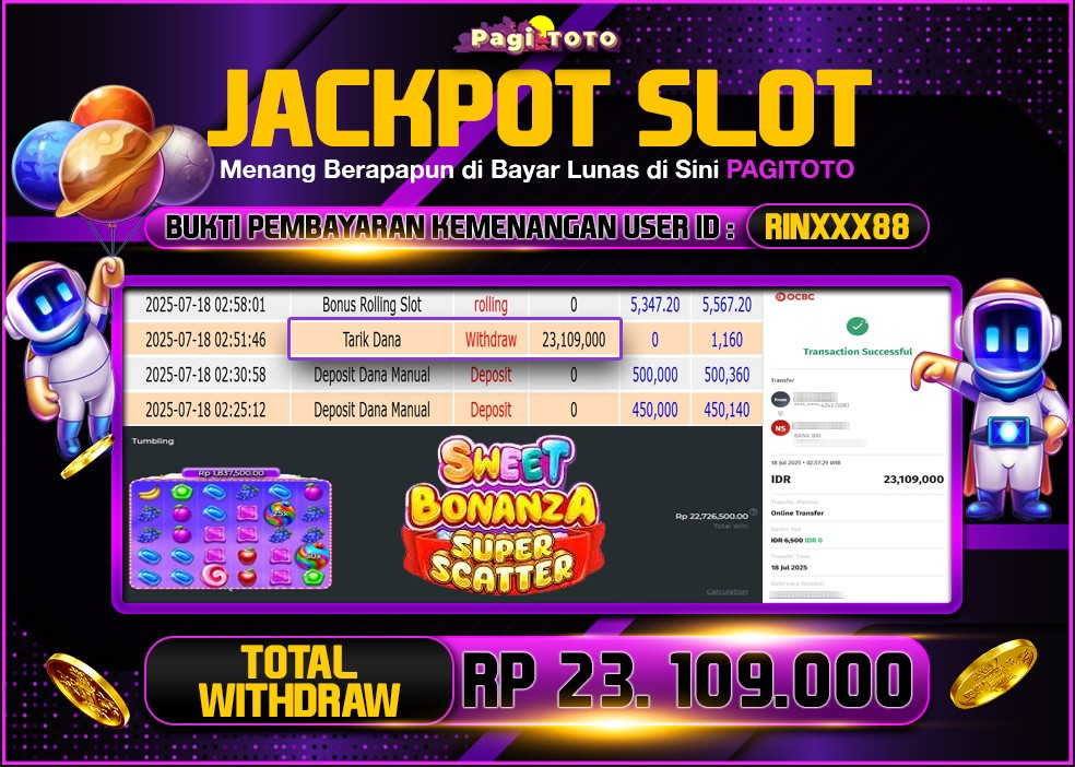 HAPPY JACKPOT MEMBER PAGITOTO SLOT SWEET BONANZA SUPER SCATTER Rp 23.109.000-, - LUNAS