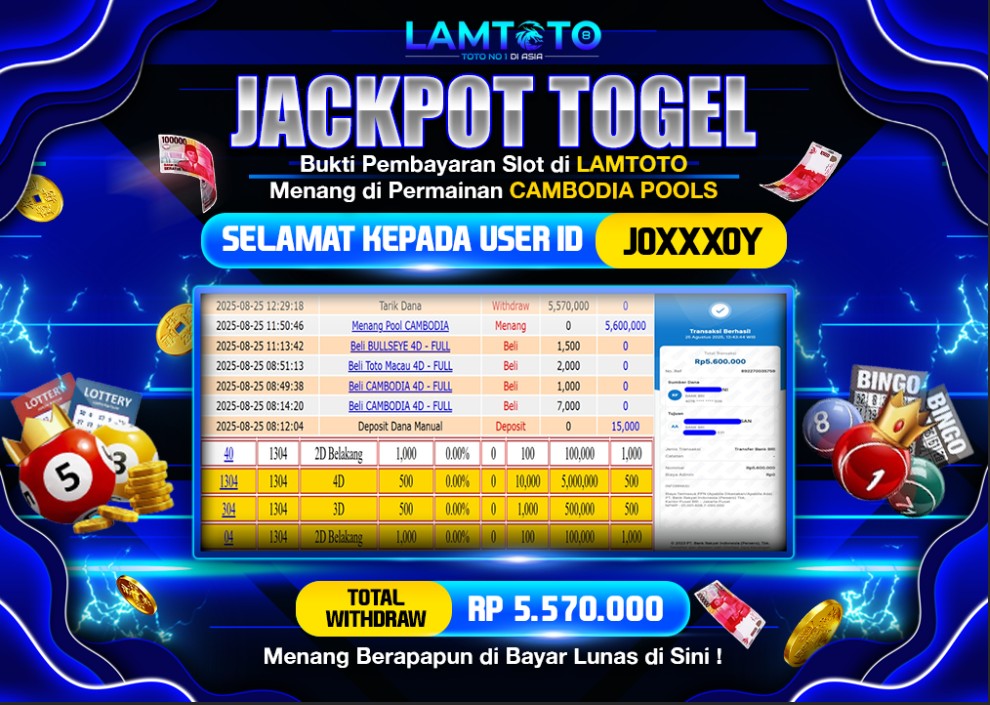 BUKTI JACKPOT LUNAS LAMTOTO