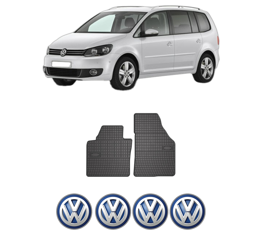 Set covorase presuri Volkswagen TOURAN VAN (1T3) din 2010-2015, auto, din cauciuc thermoplastic, 4 Stickere auto cu Volkswagen