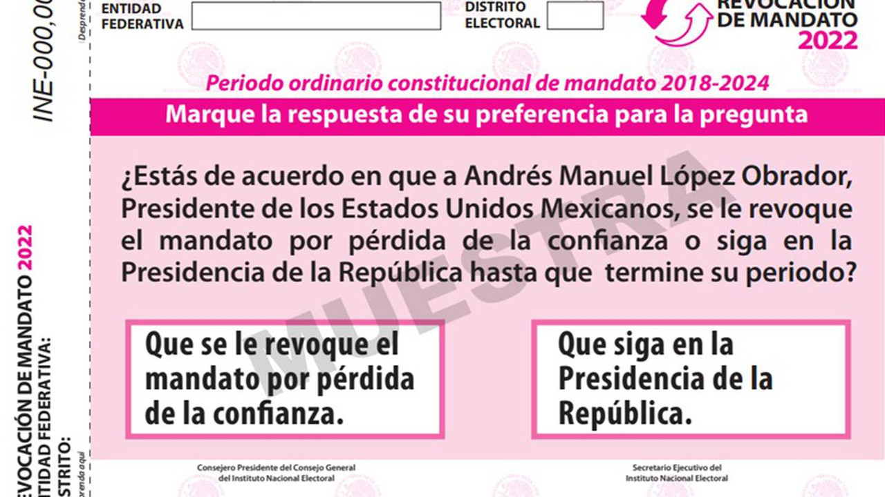 TEPJF rechaza modificar la boleta para la revocación de mandato de AMLO