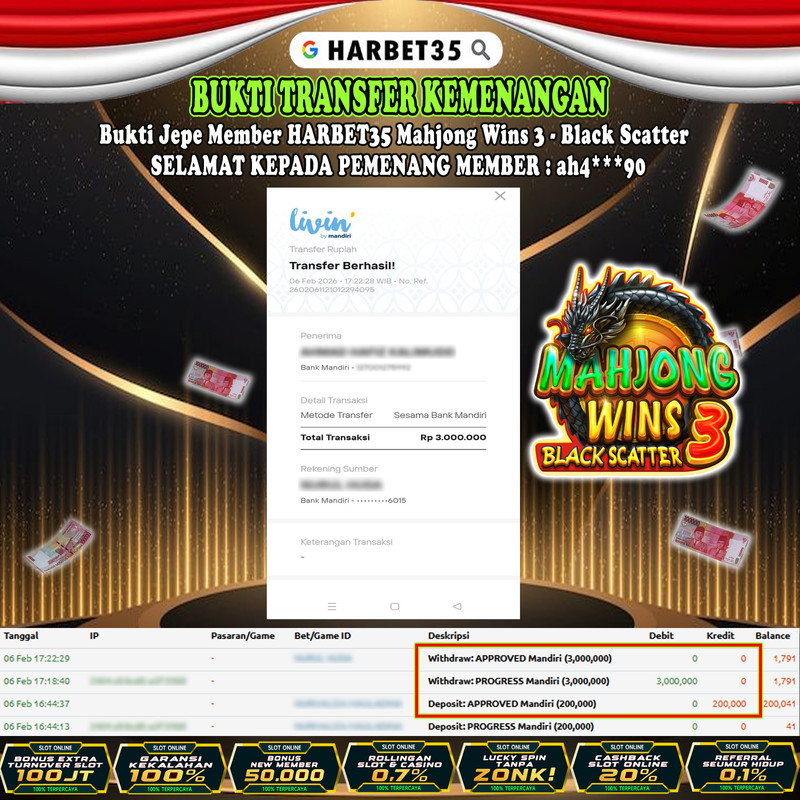 HARBET35 JEPE! Mahjong Wins 3 - Black Scatter Rp 3.000.000,- LUNAS!