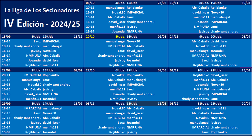 LA LIGA DE LOS SELECCIONADORES (4ª Edición) - Temporada 2024-25 - Página 31 Calendario-LIGA-Seleccionadores-2024-25