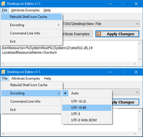 Desktop.ini Editor version 1.1 Desktop.ini Editor version 1.1