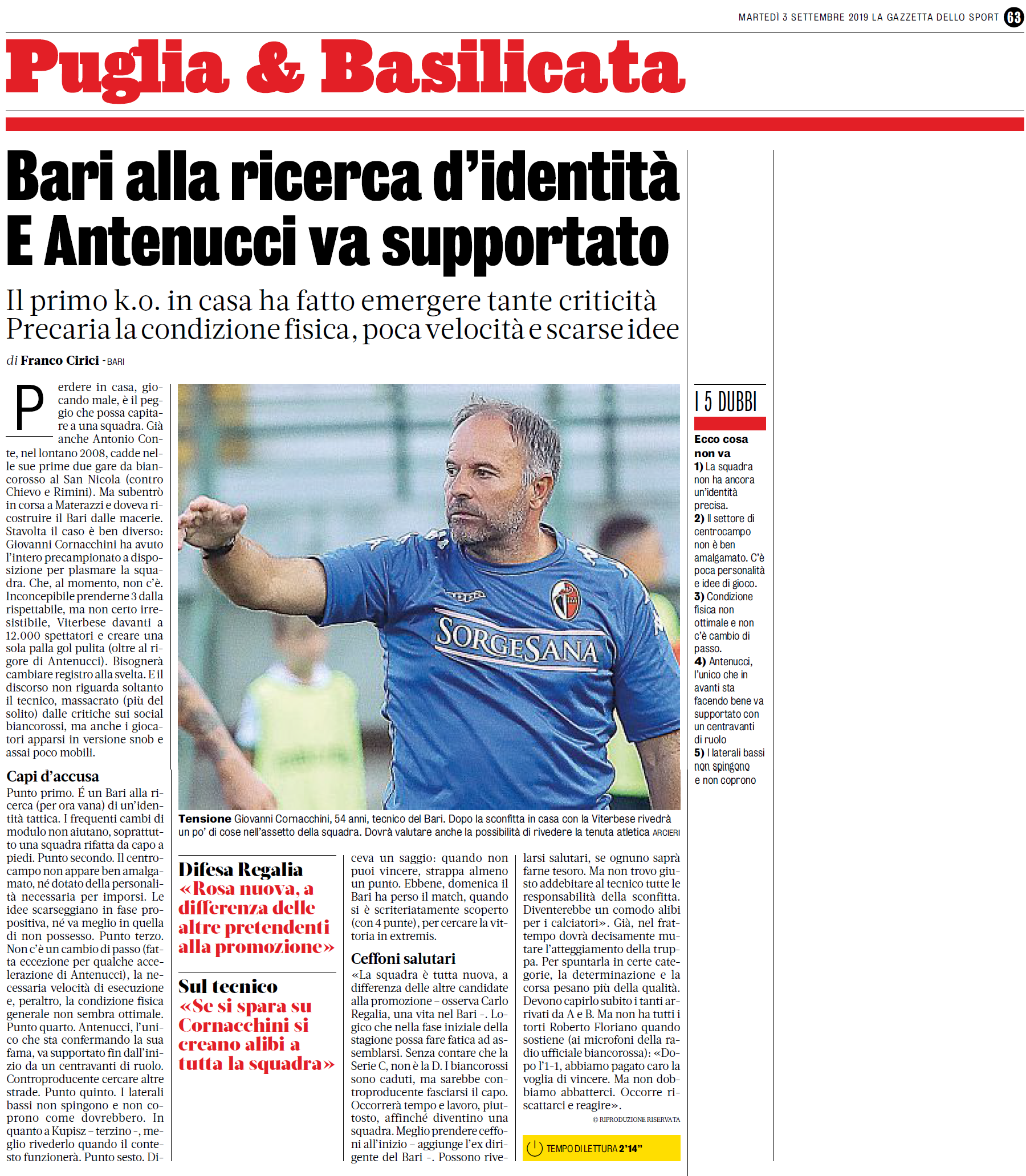 03/09/19 - GdS - Bari, alla  ricerca d'identita'... Gds