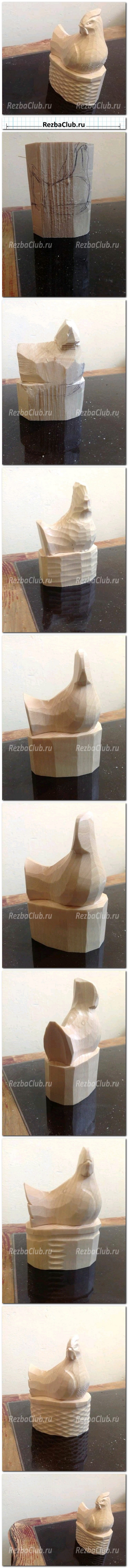 Инструкция для резчика по дереву - Богородская резьба - курочка в корзинке
