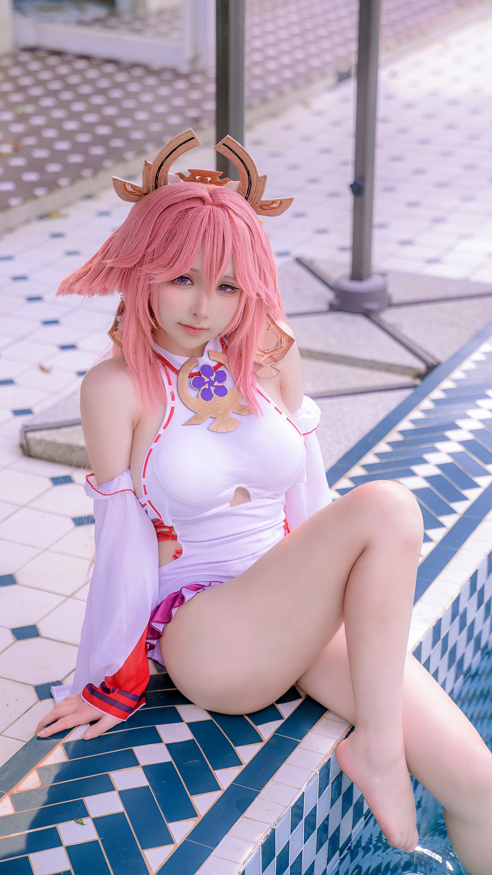 樱梨梨 八重神子 泳装 Cosplay 写真合集｜原神角色高清图集（29P｜429MB）插图7