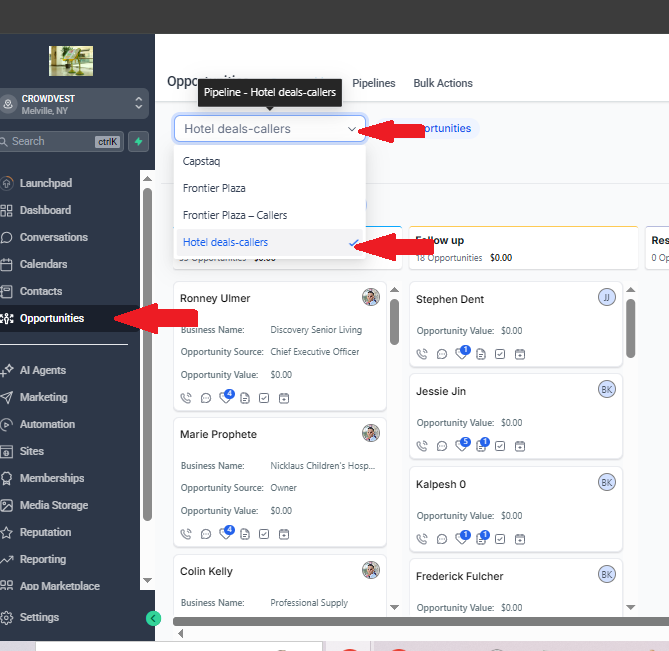 View Leads Screenshot