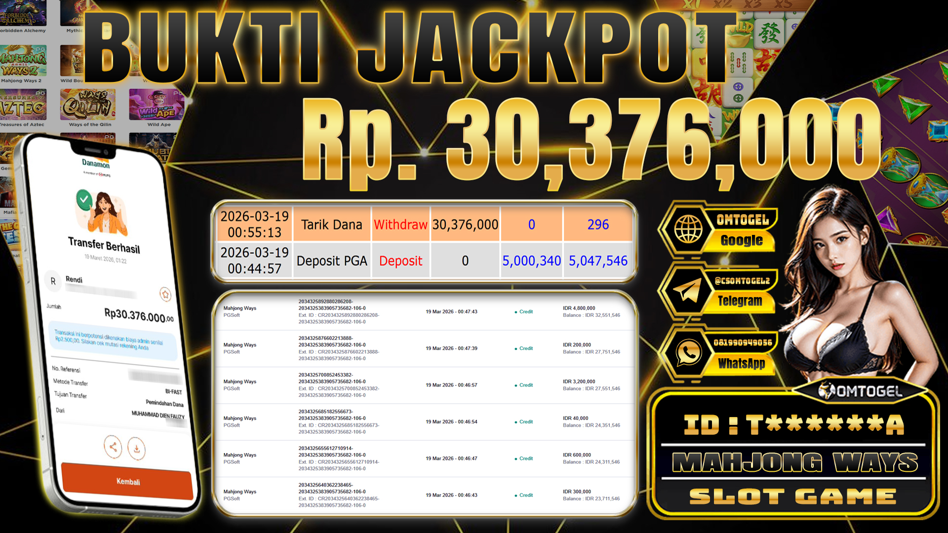 OMTOGEL JACKPOT PG SOFT MAHJONG WAYS, 30 JUTA DI BAYAR LUNAS ,-