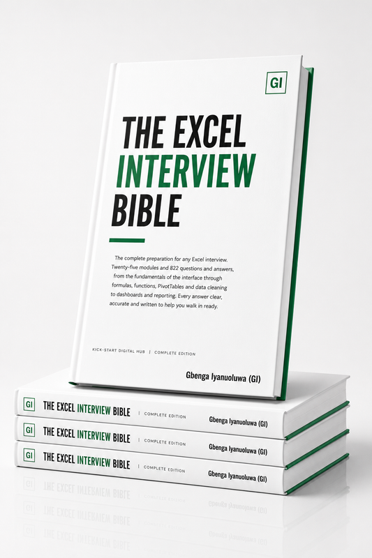 Product mockup of Excel Interview Bible