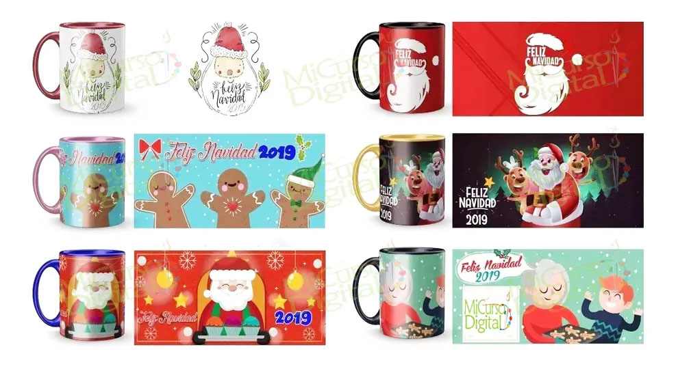 400 Plantillas para pocillos mugs Tazones Navidad 2020 Png o Jpg
