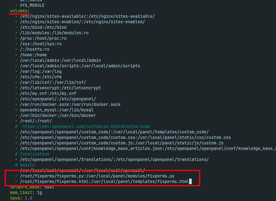 openpanel fixperms example module