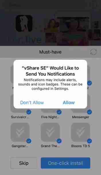 Tap on Allow to get notifications from vShare