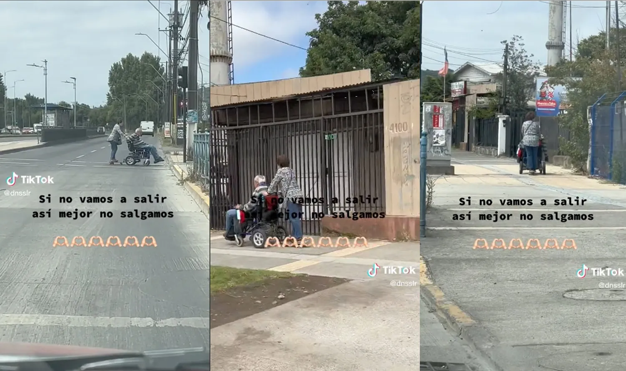 Abuelitos se viralizan por andar en silla de ruedas y skate