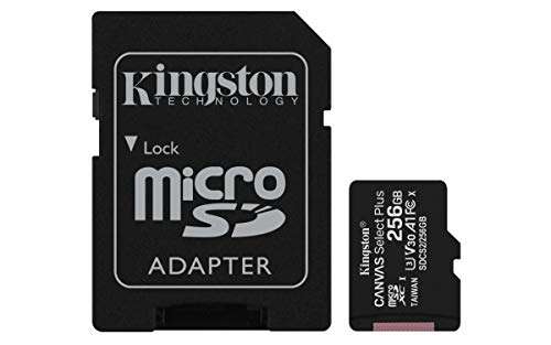 Amazon: Kingston Micro SD Select Plus 256GB (Con Adaptador a SD) Clase 10, UHS-I, U3, V30 Lectura: 100MB/s y Escritura: 85MB/s (SDCS2/256GB) 
