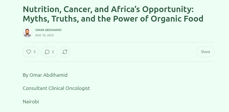Nutrition, Cancer, and Africa’s Opportunity: Myths, Truths, and the Power of Organic Food