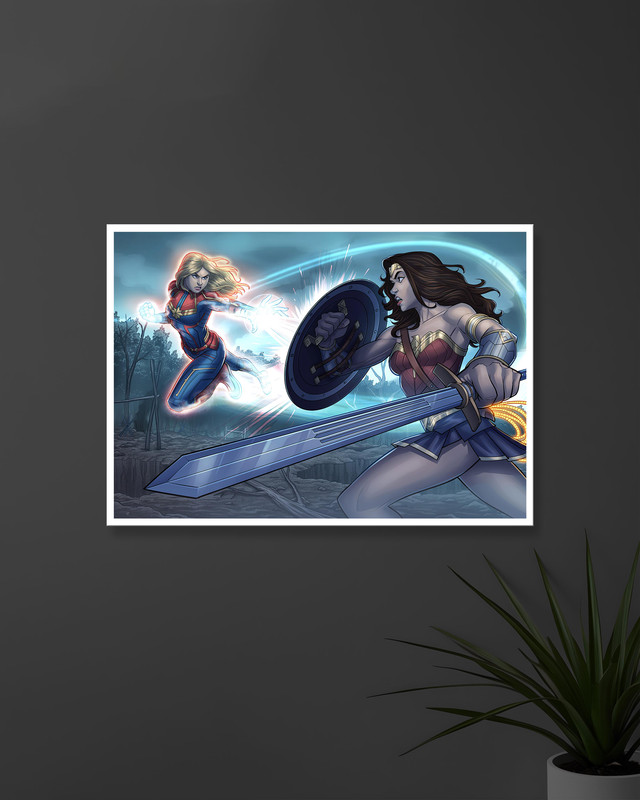Captain Marvel Vs Wonder Woman | Marvel x DC Crossover | Movies | Superhero Poster
