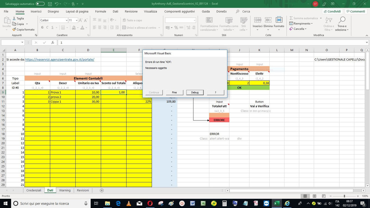 errore anthony excel 2016