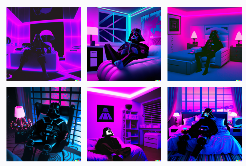 Synth wave Darth Vader Chilling in his Bedroom