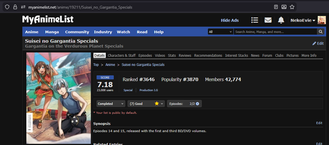 Suisei no Gargantia Specials