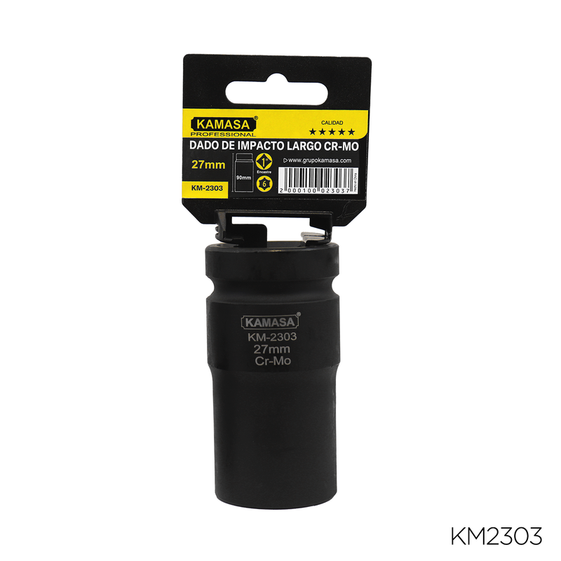 DADO DE IMPACTO LARGO CRMO "KAMASA" - 1"DR.X 27MM