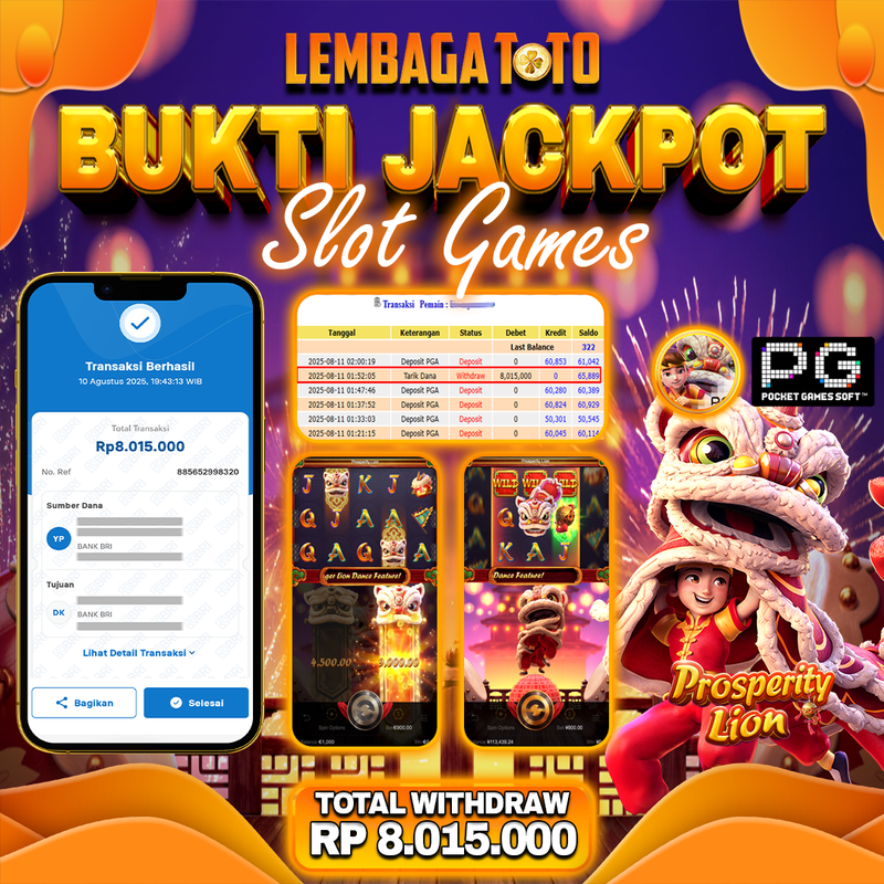 BUKTI JACKPOT 11 AGUSTUS LEMBAGATOTO PROSPERITY LION  Rp.8.015.000,- LUNAS