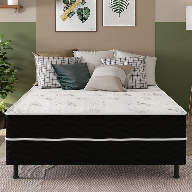 Cama Box Casal Premium Phoenix com Molas Superlastic 57x138x188cm – Preto