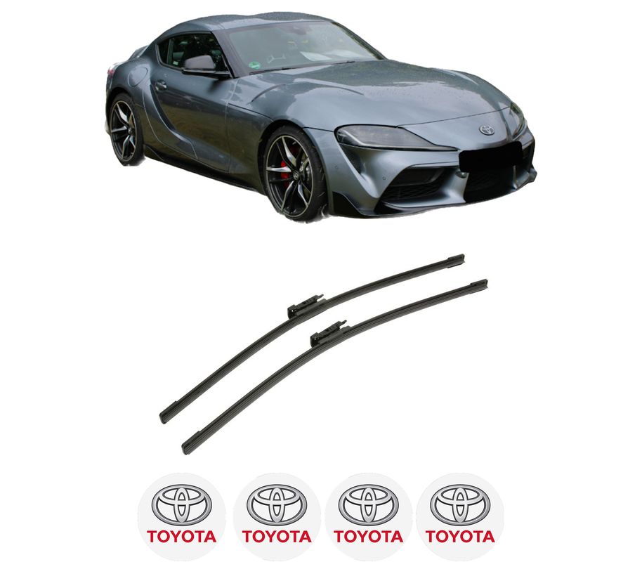 Set stergatoare auto TOYOTA SUPRA (DB_) din 2019, pentru parbriz auto, 2 bucati, Bosch Aerotwin, din cauciuc siliconat rezistent, 4 Stickere Auto TOYOTA