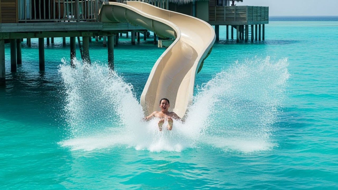 Vila com tobogã no Soneva Jani