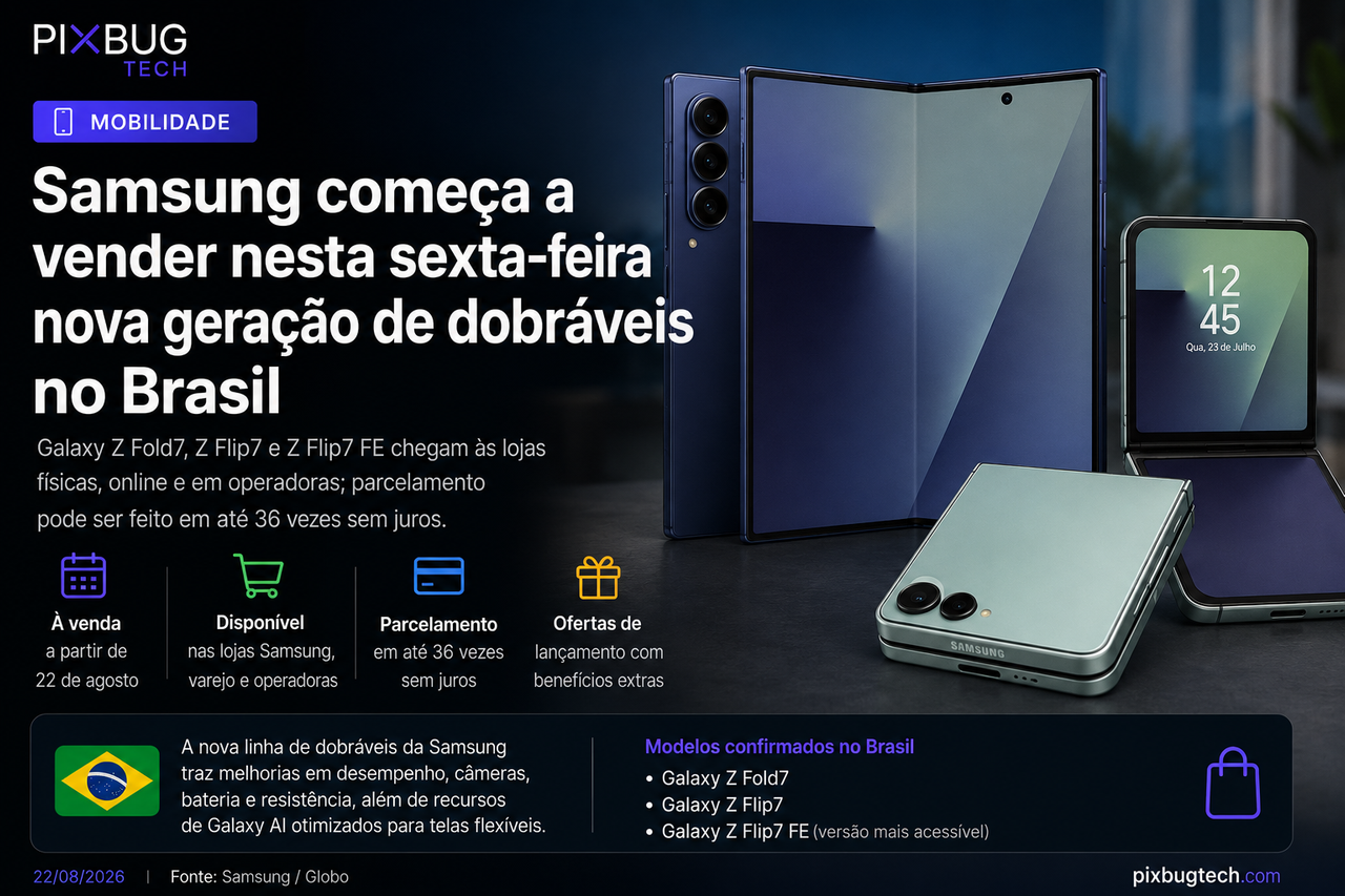 Samsung amplia aposta nos dobráveis no Brasil com Galaxy Z Fold8, Fold8 Ultra e Flip8