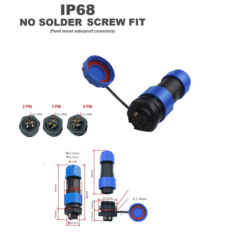 MECCANIXITY LP20 5 Pin Waterproof Connector, IP68 Circular Connectors Male Female - View #11
