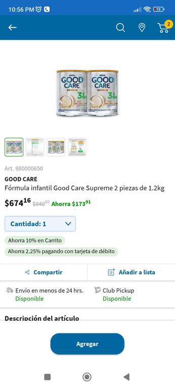 Sam's Club: Good care formula infantil supreme 3. 2piezas 
