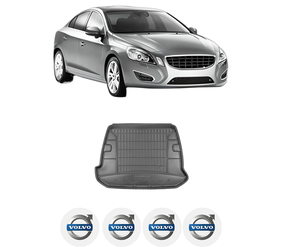 Tavita Portbagaj VOLVO S60 II (134) din 2010-2018, Protectie Portbagaj Auto, 4x Stickere auto cu VOLVO