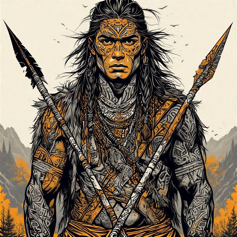 A-tribal-warrior-in-woodcut-st-46