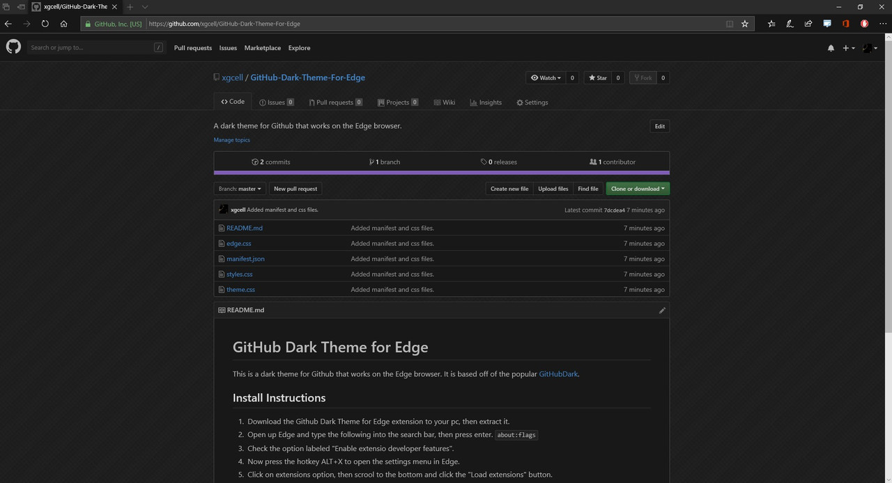 Github xgcell github dark theme for edge a dark theme for github
