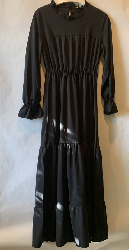 KOL UCLARI LASTIKLI ELBISE SIYA TAVIN BLACK HIDDEN POCKETS LONG WOMENS DRESS US 8 KOL UCLARI LASTIKLI ELBISE SIYA TAVIN BLACK HIDDEN POCKETS LONG WOMENS DRESS US 8