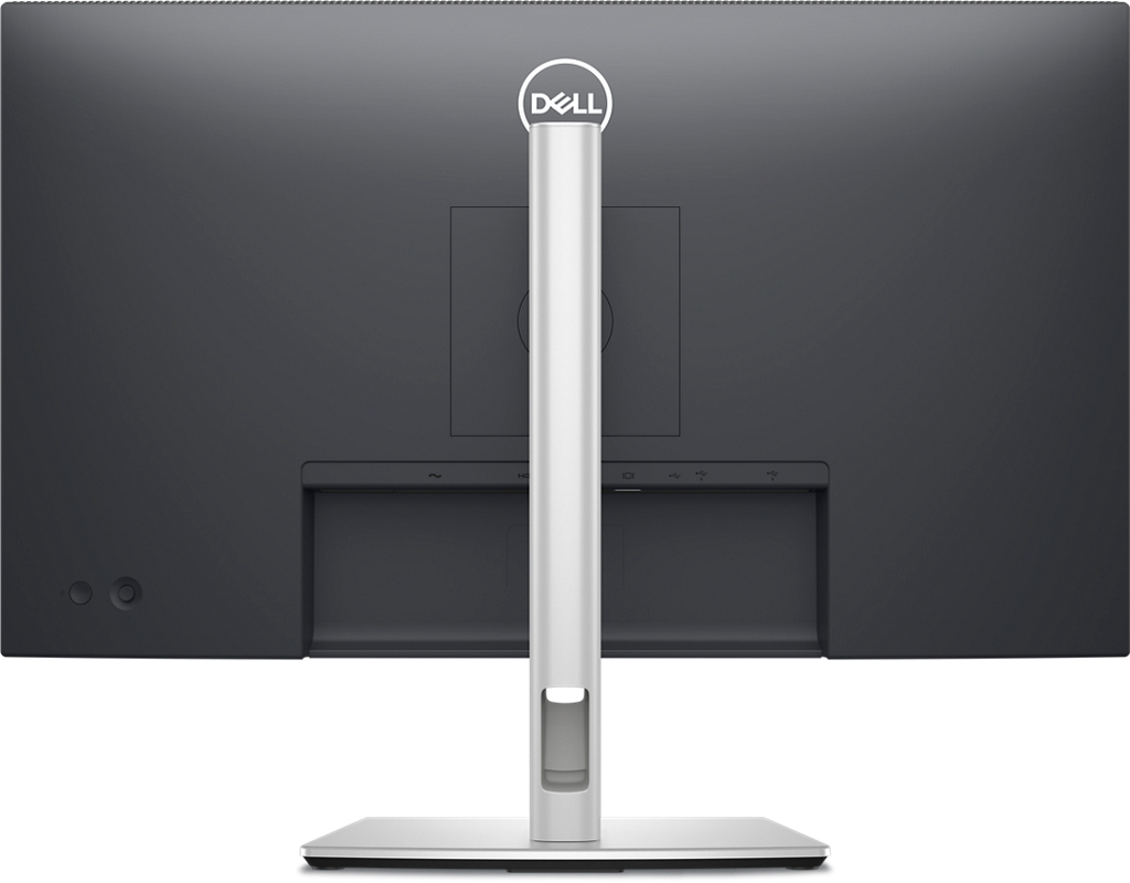 Vista trasera del monitor Dell P2725H mostrando su hub de conectividad con USB-C.