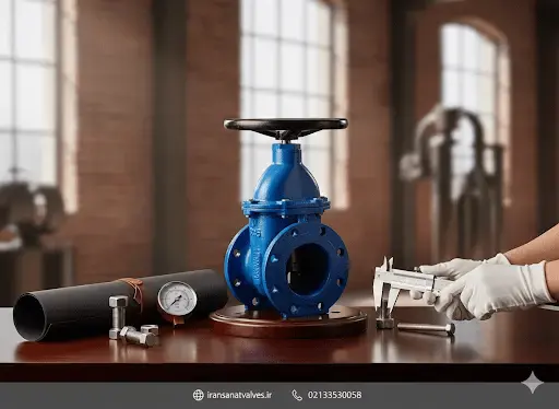 شیر فلکه کشویی میراب سایز ۵ اینچ مدل زبانه فلزی با فشار کاری ۱۶ بار - محصول صنعتی میراب