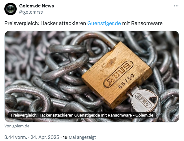 Golem zu Angriff auf guenstiger.de